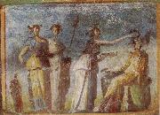 unknow artist Wall painting from Herculaneum showing in highly impres sionistic style the bringing of offerings to Dionysus oil on canvas